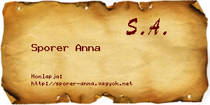 Sporer Anna névjegykártya